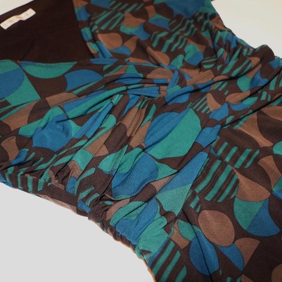 Women's Sandra Darren Aqua/Brown Dress, Size L - Picture 4 of 6